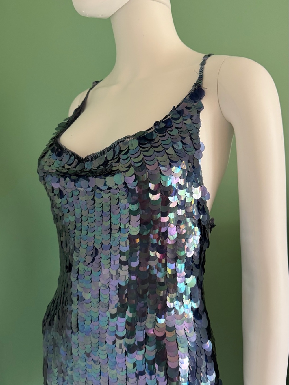 Betsey Johnson Vintage Iridescent Multi-Sequin Slip Dress - Picture 10 of 15